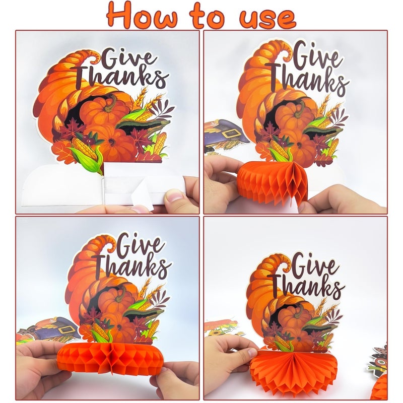 OHOME Thanksgiving Table Decor - 9 PCS Honeycomb | Thanksgiving Decorations Indoor Outdoor - Fall Centerpieces for Tables | Friendsgiving Party Decorations Supplies Favors Essentials for Home Kitchen - Image 3